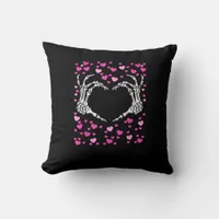 Skeleton Hand Heart Valentines Day Funny Viral Throw Pillow