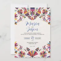 Mexican Otomi Tenangos Folk Art Floral Wedding Invitation