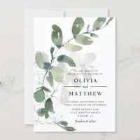 Elegant Modern Eucalyptus Watercolor Wedding Invitation