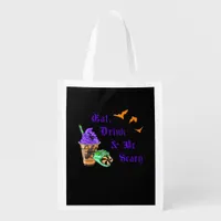 Eat Drink And Be Scary Halloween Minimal Clean Grocery Bag