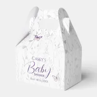 Purple Floral  Butterfly Girl Baby Shower  Favor Boxes