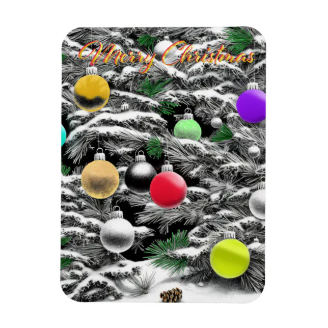  Noël noir et blanc et couleurs Magnet