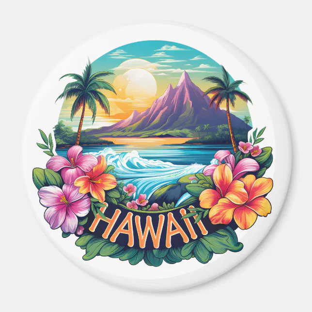 Hawaii Aloha Tropical Beach Mountains Travel Magnet