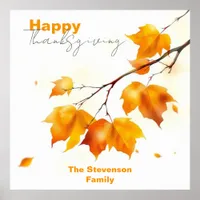 Elegant Artistic Fall Maple Leaves Thanksgiving Poster