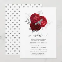 Red and Silver Floral Postponed Wedding Invitation