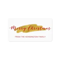 Elegant Christmas Gold Foil Brush Script Label