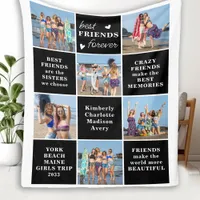 Modern Best FRIENDS Forever Custom Photo Collage Fleece Blanket