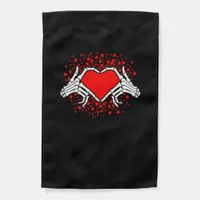 Funny Skeleton Hand Heart Valentines Day Playful Garden Flag