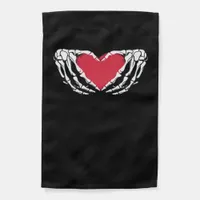 Funny Skeleton Heart Hands Classic Look Garden Flag