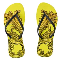 Unique Vintage Swirl Ombre Gold Design Flip Flops