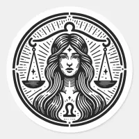 Horoscope Sign Libra Scales Symbol Classic Round Sticker