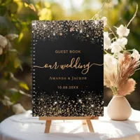 Guest book wedding black gold glitter budget