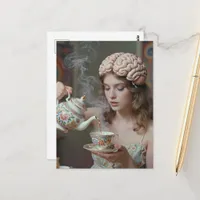 Tea on Her Brain Surreal Postcard
