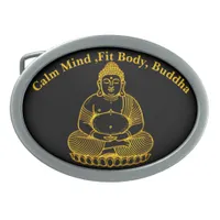 Golden Buddha Statue Meditating in Peaceful Pose Belt Buckle