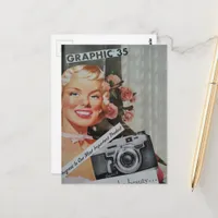 1940s era Smiling Blond Woman Collage Postcard