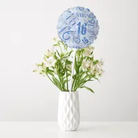 Sweet Sixteen Sparkle Word Cloud Blue ID265 Balloon