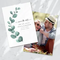 Eucalyptus Script Photo Wedding Save The Date