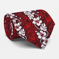 Red Hibiscus Floral Hawaii Island Beach Wedding Neck Tie