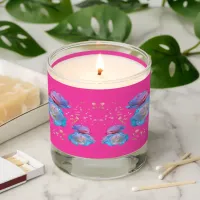 Water Droplets on Pink & Blue Roses on Pink | Scented Candle