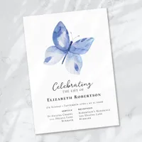 Blue Butterfly Funeral  Invitation