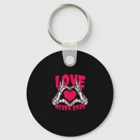 Funny Valentines Day Skeleton Heart Hands Keychain