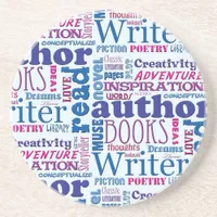 All About Writing Fun Author Word Art Coaster