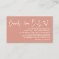 Cute Pink Girls Baby Shower Books Request  Enclosure Card