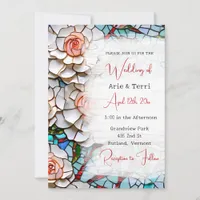 Beautiful Mosaic Stained Glass and Tile Wedding Invitation