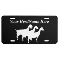 YOUR HERDNAME Dairy Goats WHITE Silhouette License Plate