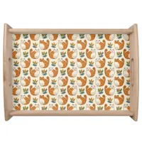 Orange and White Cats Naive Art Style Serving Tray