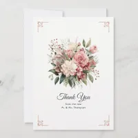 Dusty Rose, Mint Green, and Blush Floral Wedding Thank You Card