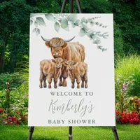 Highland Cow Twins Farm Animals Baby Shower Foam Board