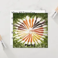 Carrot Vegetables Colorful Rainbow Pattern Garden Invitation