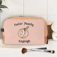 Fun Cute Summer Modern Peach Peaches Name Dopp Kit