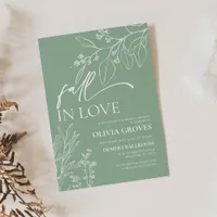 Sage Green Fall in Love Bridal Shower Invitation