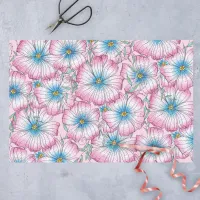 Bohemian Elegant Pastel Pink Blue Flowers  Tissue Paper