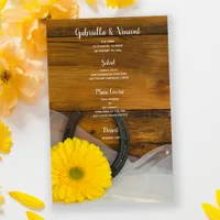 Yellow Daisy and Horseshoe Western Wedding Menu