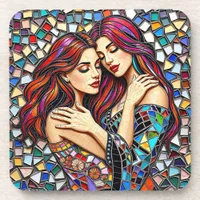 Two Women in Love | Faux Mosaic Tile Style Beverage Coaster