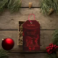 Elegant Christmas Trees burgundy Gift Tags