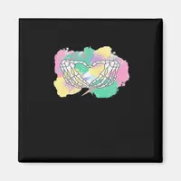Skeleton Hands Heart With Abstract Coloured Backgr Magnet