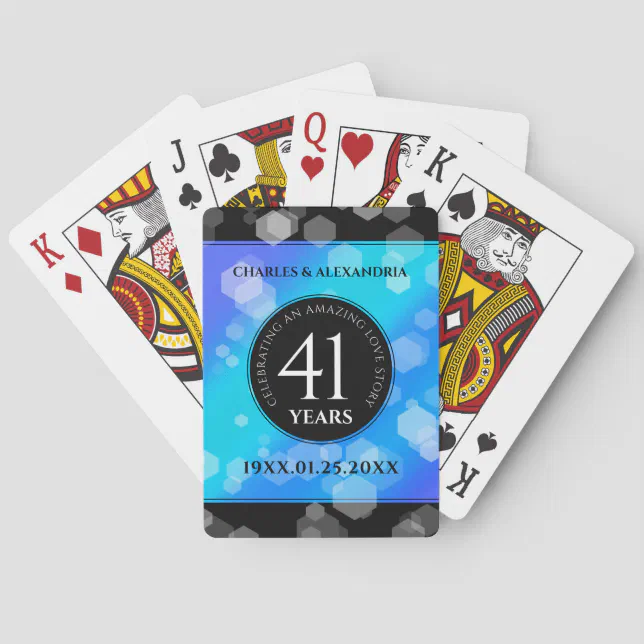 Elegant 41st Blue Topaz Wedding Anniversary Poker Cards