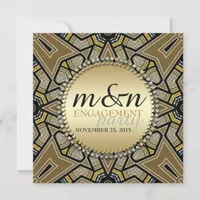 Geometric Art Deco Gold Engagement Party Invite