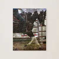 Black and White Western Pinto Grunge Jigsaw Puzzle