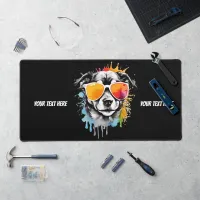 Cute Cool Dog with Sunglasses Desk Mat