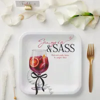 Sangria & Sass, Pearls, Bows Paper Plates