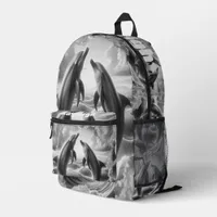 Monogram Black & White Dolphins Ocean | Printed Backpack