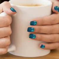 Modern abstract pattern in emerald and blue tones minx nail art