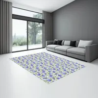 Blue Hydrangeas Botanical Floral Pattern 10x8 ft Rug