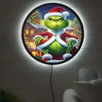 The Grinch planning a Christmas surprise at night LED Sign