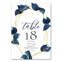 TABLE NUMBER | Modern Deep Indigo Blue and Gold